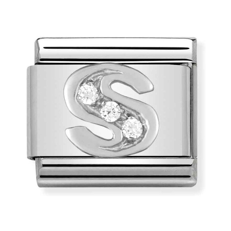 Nomination Composable Classic Charm Buchstabe S - Edelstahl, Sterling Silber, Zirkonia