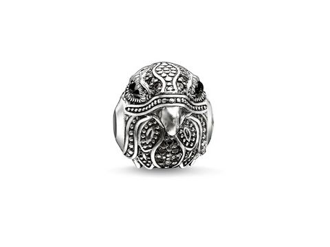 Falke aus Silber geschwärzt mit Onyx und schwarzen Zirkonia von Thomas Sabo K0181-641-11, detailreiche Verarbeitung ideal für KARMA BEADS Schmuck.