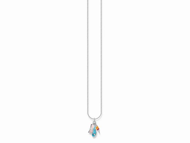 Elegante Thomas Sabo KE2228-340-7-L45V Kette aus geschliffenem Silber mit bunten Glas-Keramik Steinen, verstellbar von 38 bis 45 cm, ideal für jeden Anlass mit stilvollem Anhänger.