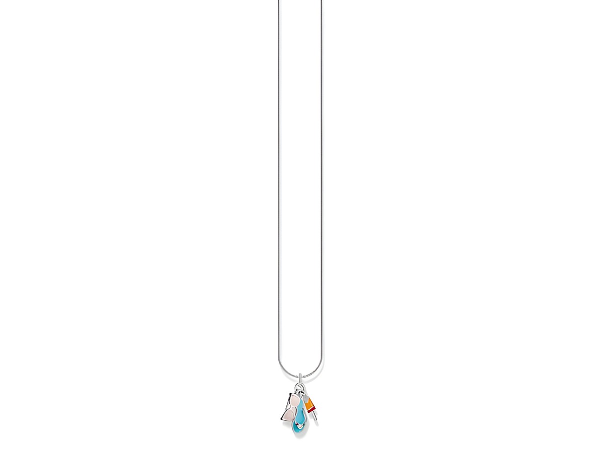 Elegante Thomas Sabo KE2228-340-7-L45V Kette aus geschliffenem Silber mit bunten Glas-Keramik Steinen, verstellbar von 38 bis 45 cm, ideal für jeden Anlass mit stilvollem Anhänger.