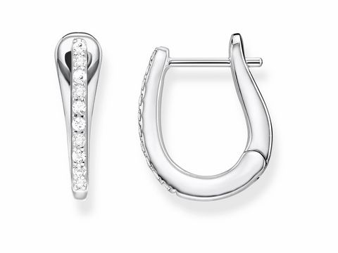 Creolen von Thomas Sabo in klassischem Design, gefertigt aus hochwertigem Silber, 1,5 cm, mit funkelnden weißen Zirkonia, elegant und zeitlos, geeignet für verschiedene Anlässe.