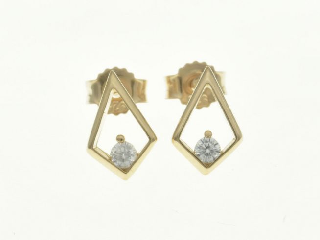 Viereck Raute Ohrstecker aus Sterling Silber rosegold vergoldet mit Zirkonia vom Hersteller Juwelier Harnisch, elegante Schmuckstücke für jeden Anlass.