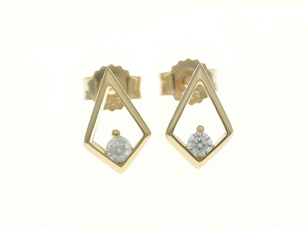 Viereck Raute Ohrstecker aus Sterling Silber rosegold vergoldet mit Zirkonia vom Hersteller Juwelier Harnisch, elegante Schmuckstücke für jeden Anlass.