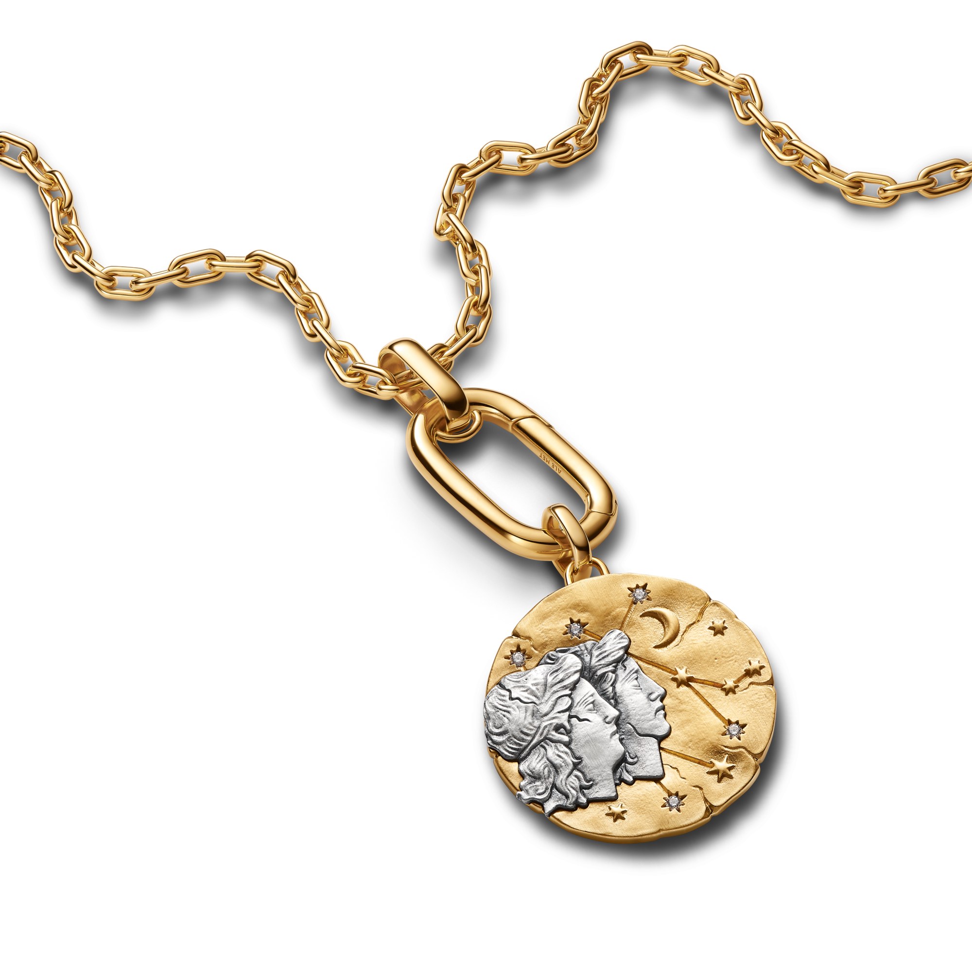 Pandora ME - Sternzeichen Zwillinge - gr. Anhänger-Charm - Sterling Silber & Gelbgold Vergoldung - 28 mm – Ansicht 3