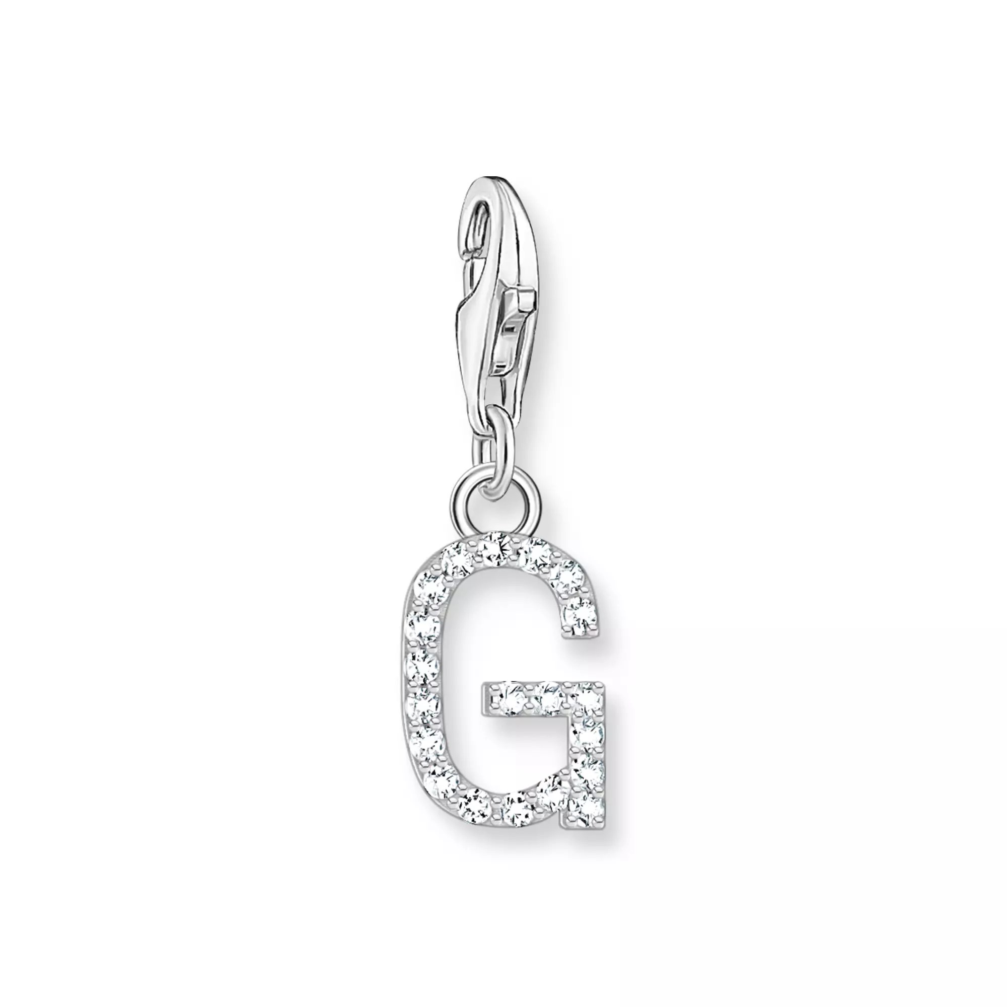 Thomas Sabo Charm-Anhänger - funkelnder Buchstabe G - Silber & Zirkonia - Weiß