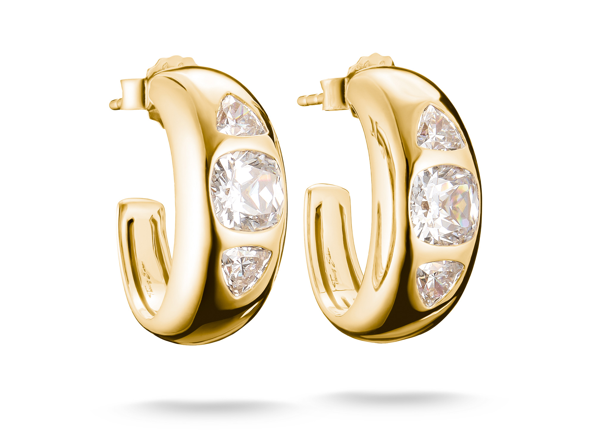 Thomas Sabo CR759-414-14 Bold Elegance Creolen - 750/- Gold auf Silber & Zirkonia - Weiß