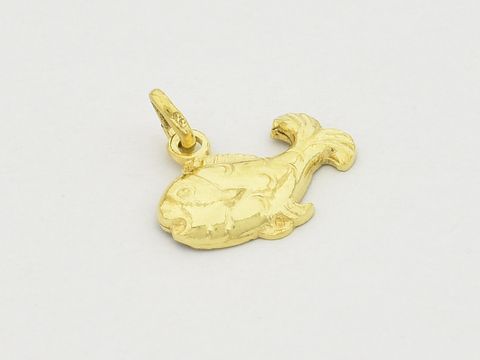 Anhänger Fisch aus 333 Gold, putzig gestalteter Fisch in detaillierter Ausführung, Hersteller Juwelier Harnisch, ideal für Tierliebhaber.