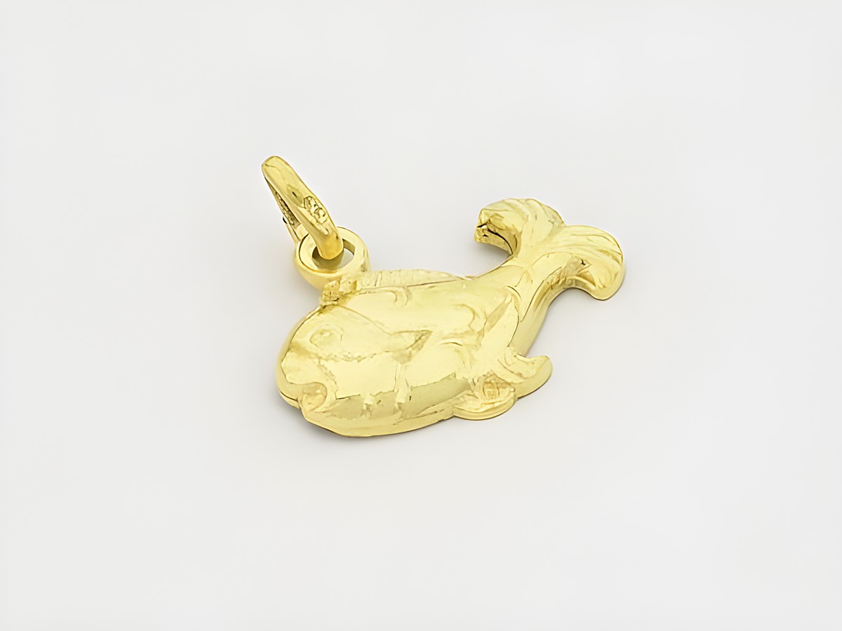 Anhänger Fisch aus 333 Gold, putzig gestalteter Fisch in detaillierter Ausführung, Hersteller Juwelier Harnisch, ideal für Tierliebhaber.