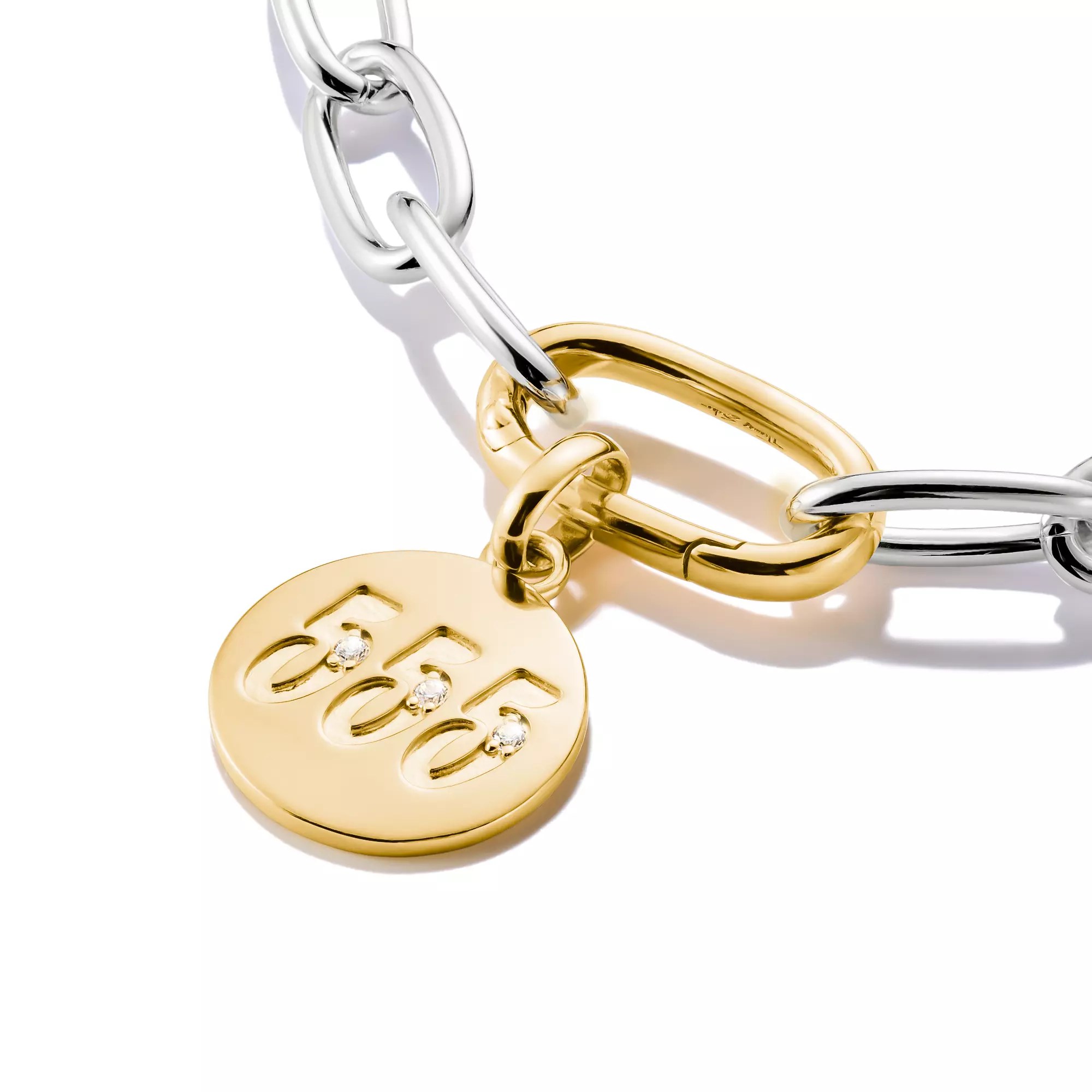 Thomas Sabo Connect - Engelzahl 555 - Charm mit Öse - Silber & Gelbgold Verg. + Zirkonia – Ansicht 2