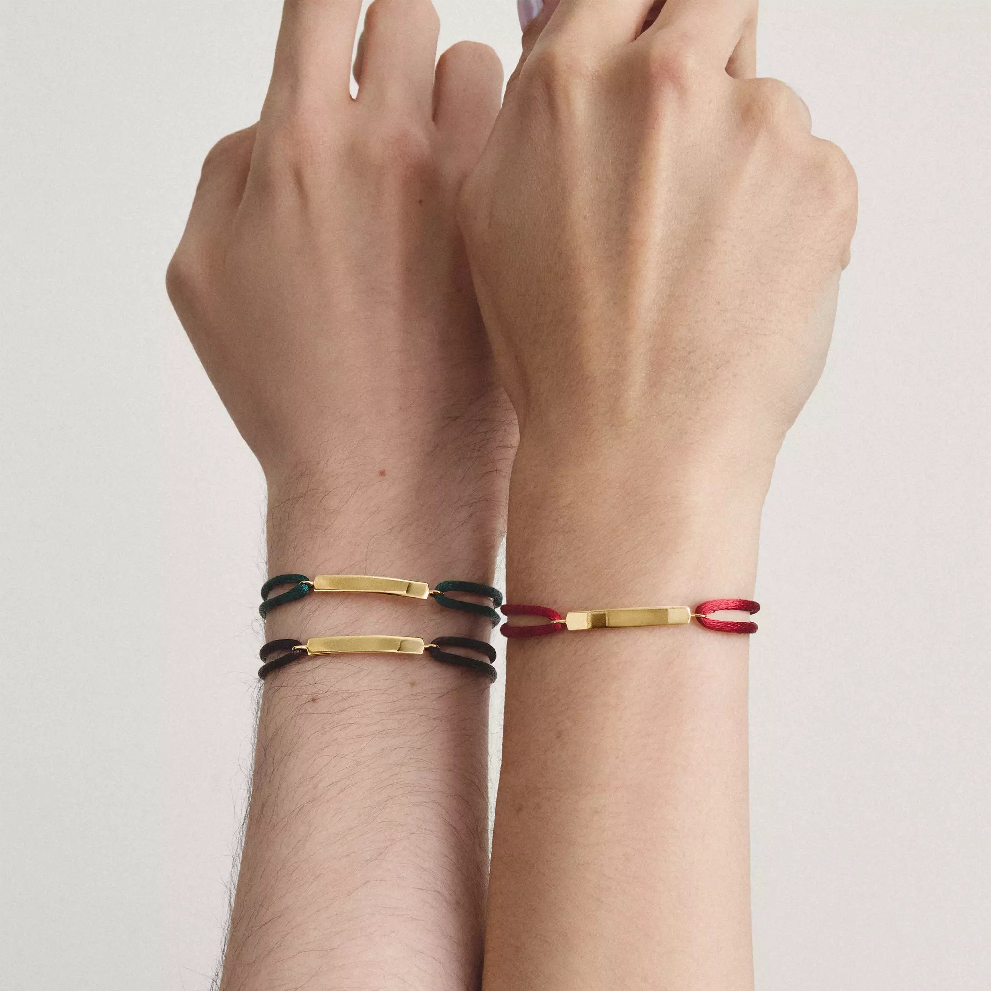 Thomas Sabo Together - Gravur-Armband - 24 cm - 18K Gelbgold-Vergoldung & Textil - dunkelgrün – Ansicht 4