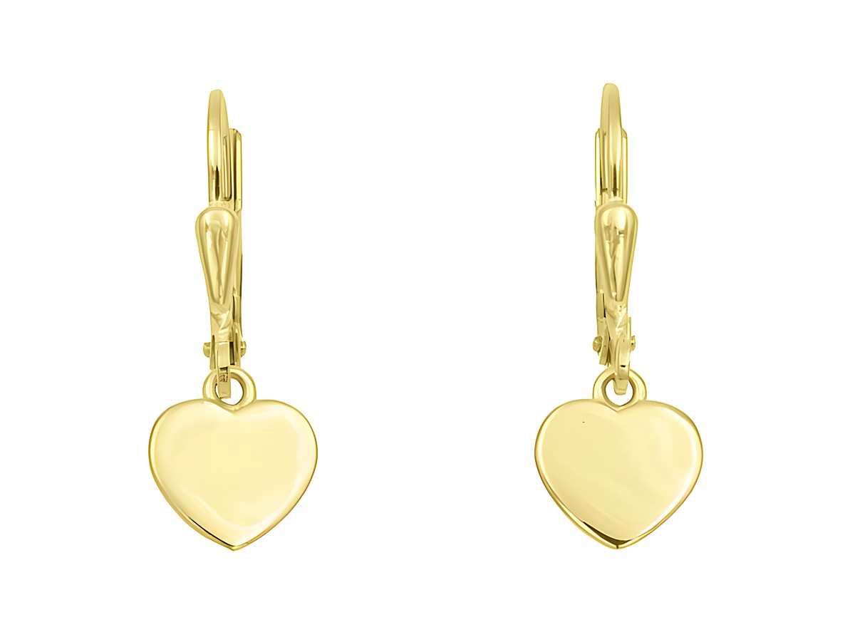Ohrhänger Herz aus gelbgold poliert mit Stein vom Hersteller Juwelier Harnisch, elegant und zeitlos, ideal für besondere Anlässe oder den Alltag.