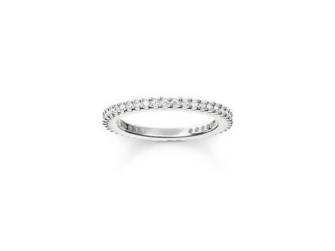 Thomas Sabo Midi Ring TR1980-051-14-46 aus Sterling Silber mit Zirkonia, Größe 46. Eleganter, schmaler Ring mit funkelnden Steinen für einen stilvollen Look.