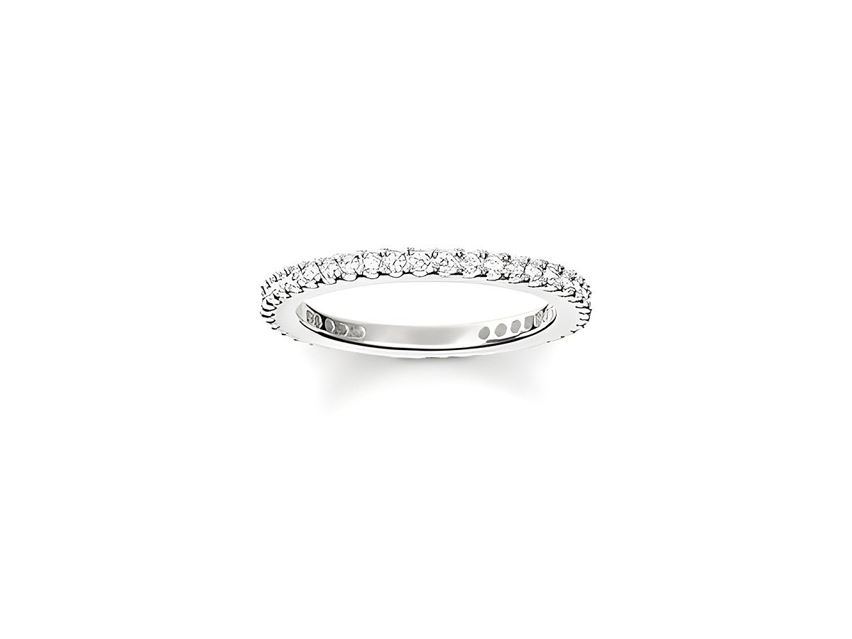 Thomas Sabo Midi Ring TR1980-051-14-46 aus Sterling Silber mit Zirkonia, Größe 46. Eleganter, schmaler Ring mit funkelnden Steinen für einen stilvollen Look.