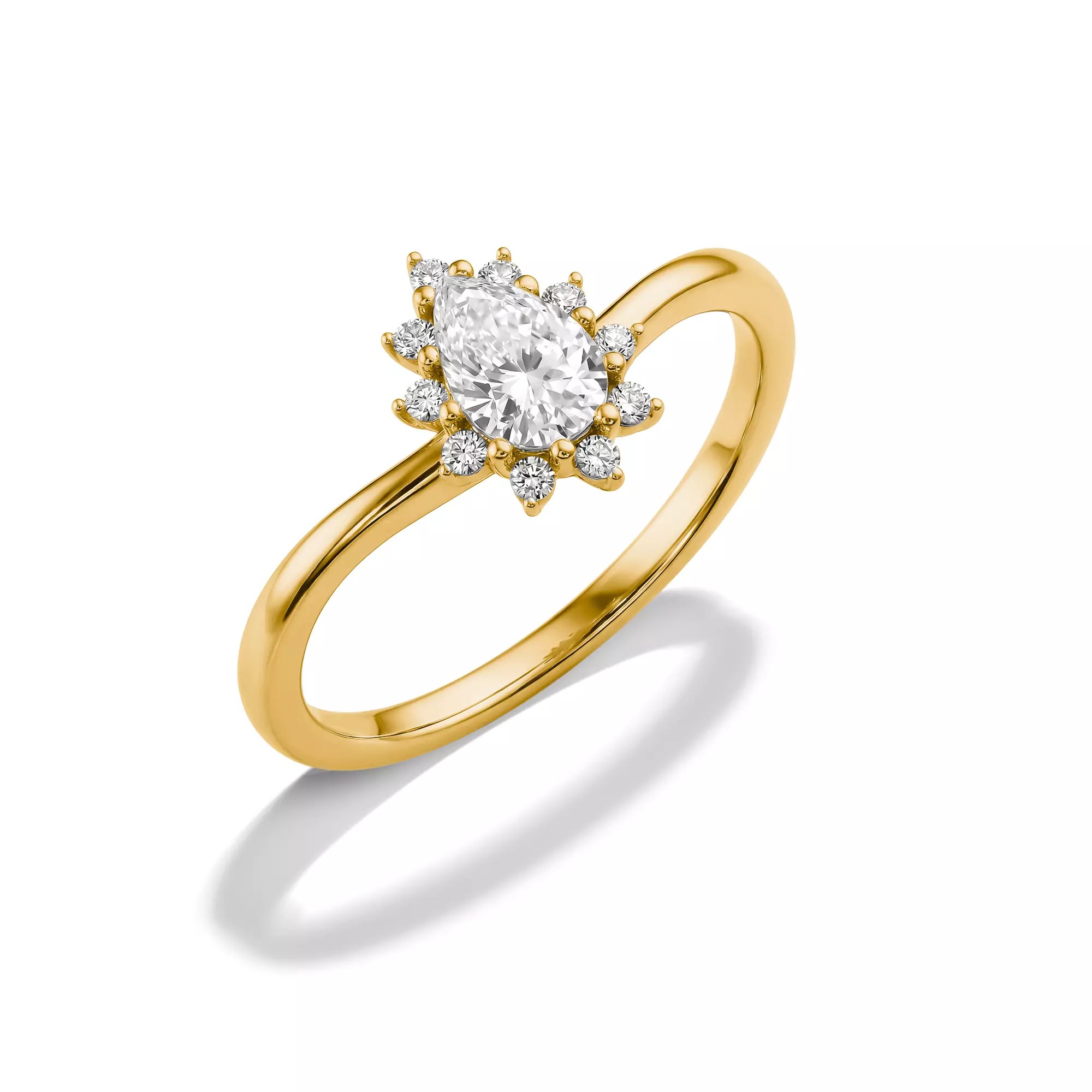 Thomas Sabo Ring mit weißem Zirkonia in Tropfenform – vergoldet – 8,5 mm hoch