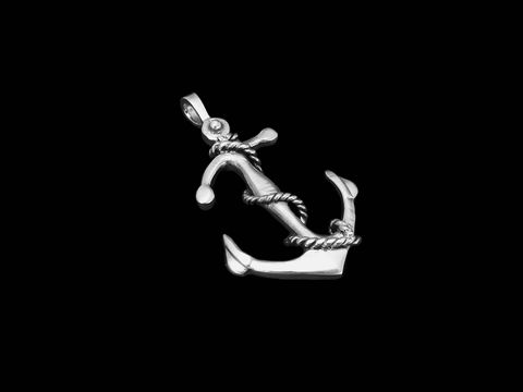 Anhänger in Form eines Ankers mit Seil aus 925 Sterling Silber, maritim inspiriert, hergestellt von Juwelier Harnisch, ideal für maritime und Seefahrt-Fans.
