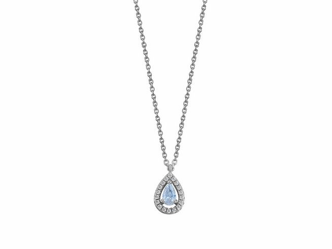 Xenox Sterling Silber Kette XS6075 in 40-45 cm Länge mit einem eleganten Anhänger in Tropfenform, umgeben von funkelnden Zirkonia-Steinen in FANCY CUT. Ideal für jeden Anlass.