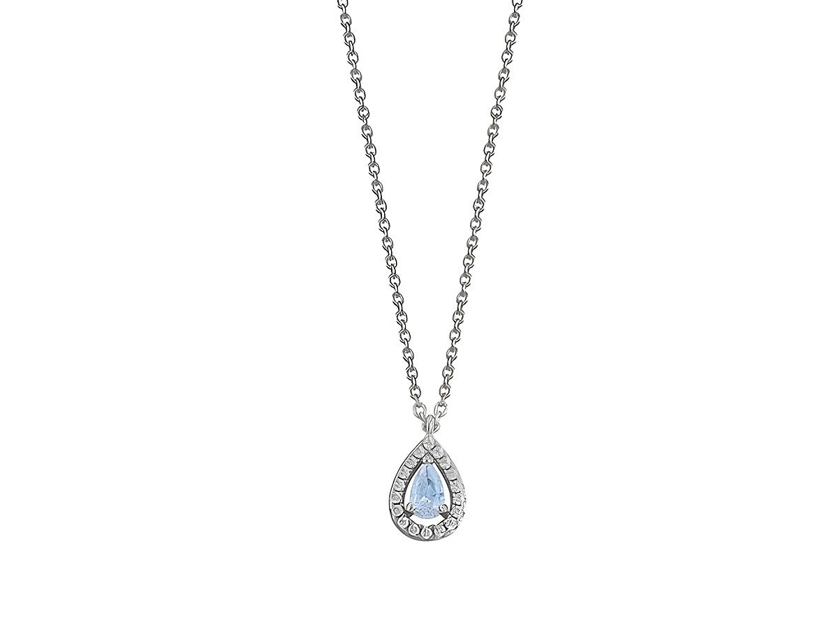 Xenox Sterling Silber Kette XS6075 in 40-45 cm Länge mit einem eleganten Anhänger in Tropfenform, umgeben von funkelnden Zirkonia-Steinen in FANCY CUT. Ideal für jeden Anlass.