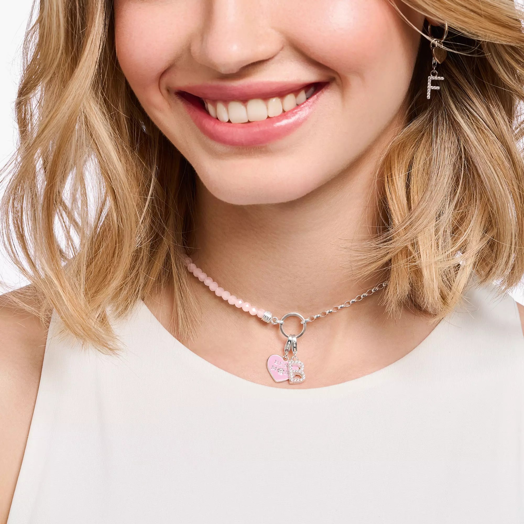 Thomas Sabo Charm-Anhänger - funkelnder Buchstabe B - Silber & Zirkonia - Weiß – Ansicht 2