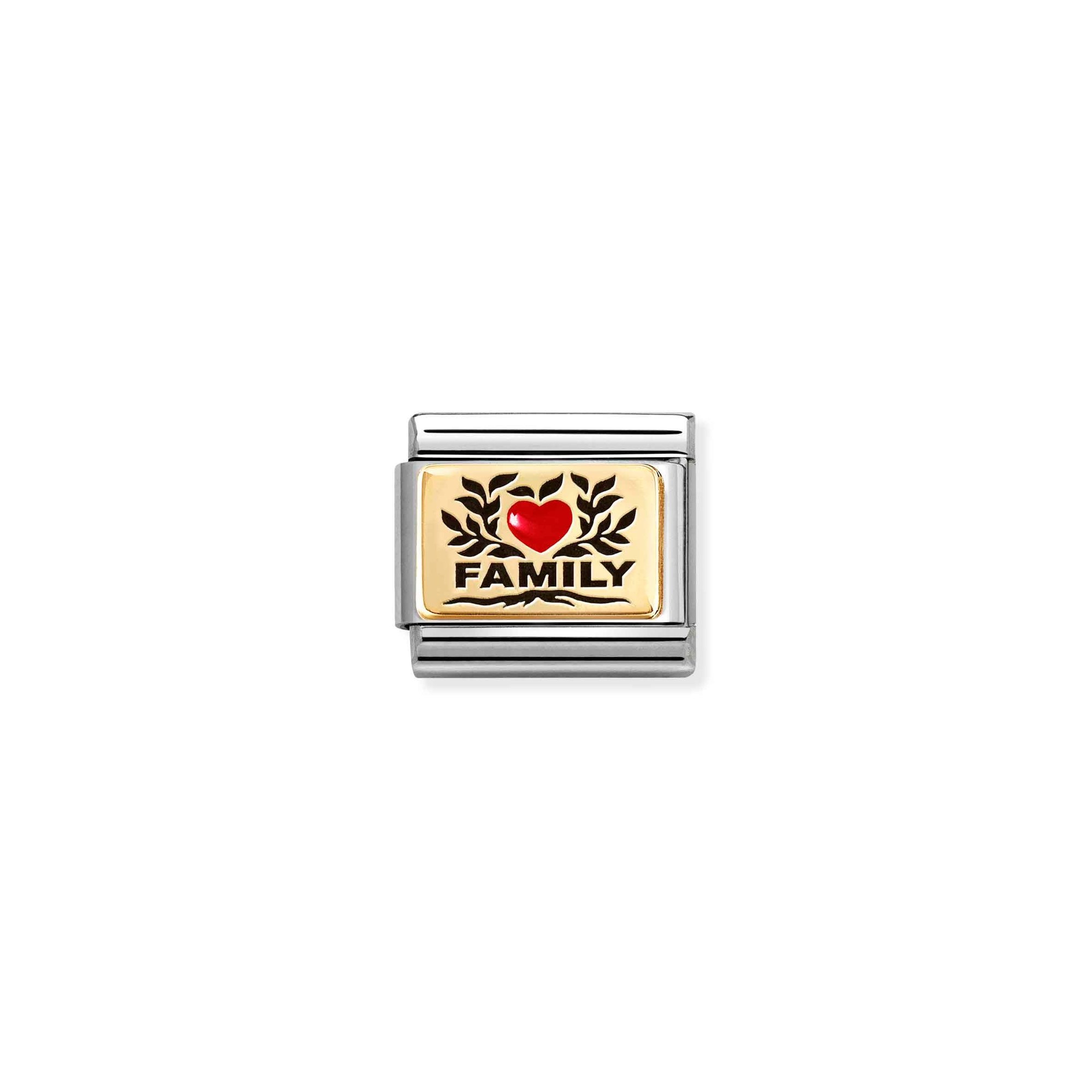 Nomination Composable Classic Charm Family mit Herz - Edelstahl, Gold 750 Gelbgold, Emaille