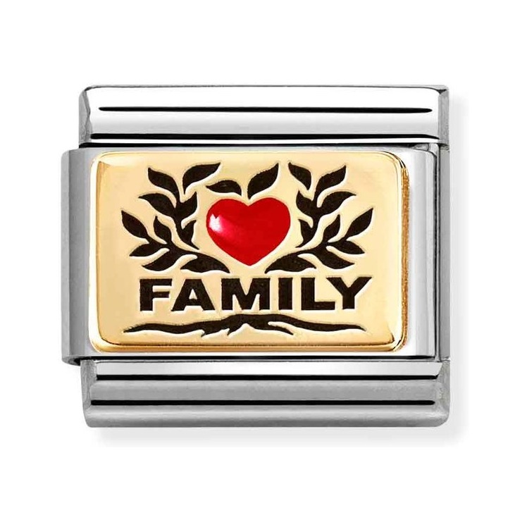Nomination Composable Classic Charm Family mit Herz - Edelstahl, Gold 750 Gelbgold, Emaille