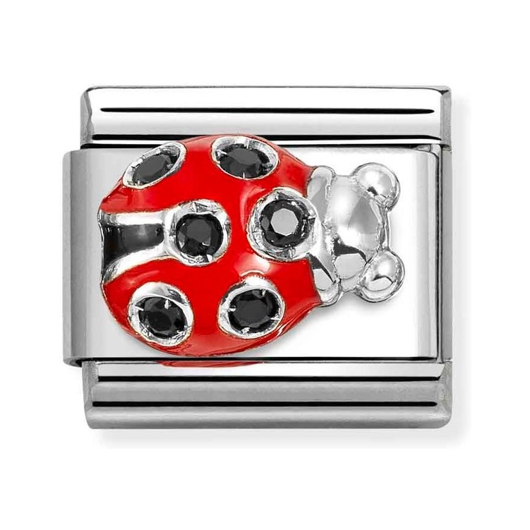Nomination Composable Classic Charm Marienkäfer - Edelstahl, Sterling Silber, Emaille, Zirkonia