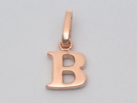 Buchstaben Anhänger 925 Sterling Silber rosé vergoldet, Hersteller Juwelier Harnisch, Buchstabe B, elegant und modern gestaltet, perfekt für persönliche Schmuckstücke.