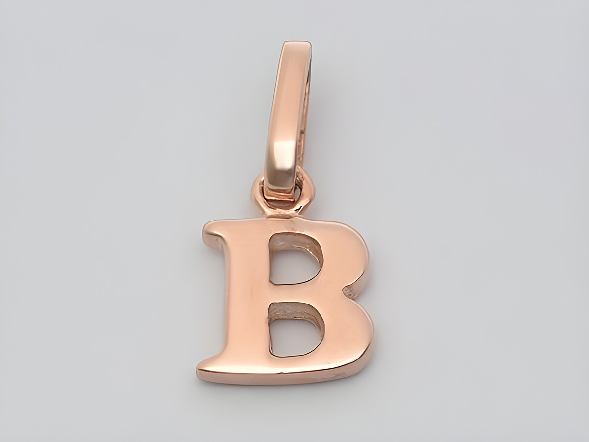 Buchstaben Anhänger 925 Sterling Silber rosé vergoldet, Hersteller Juwelier Harnisch, Buchstabe B, elegant und modern gestaltet, perfekt für persönliche Schmuckstücke.