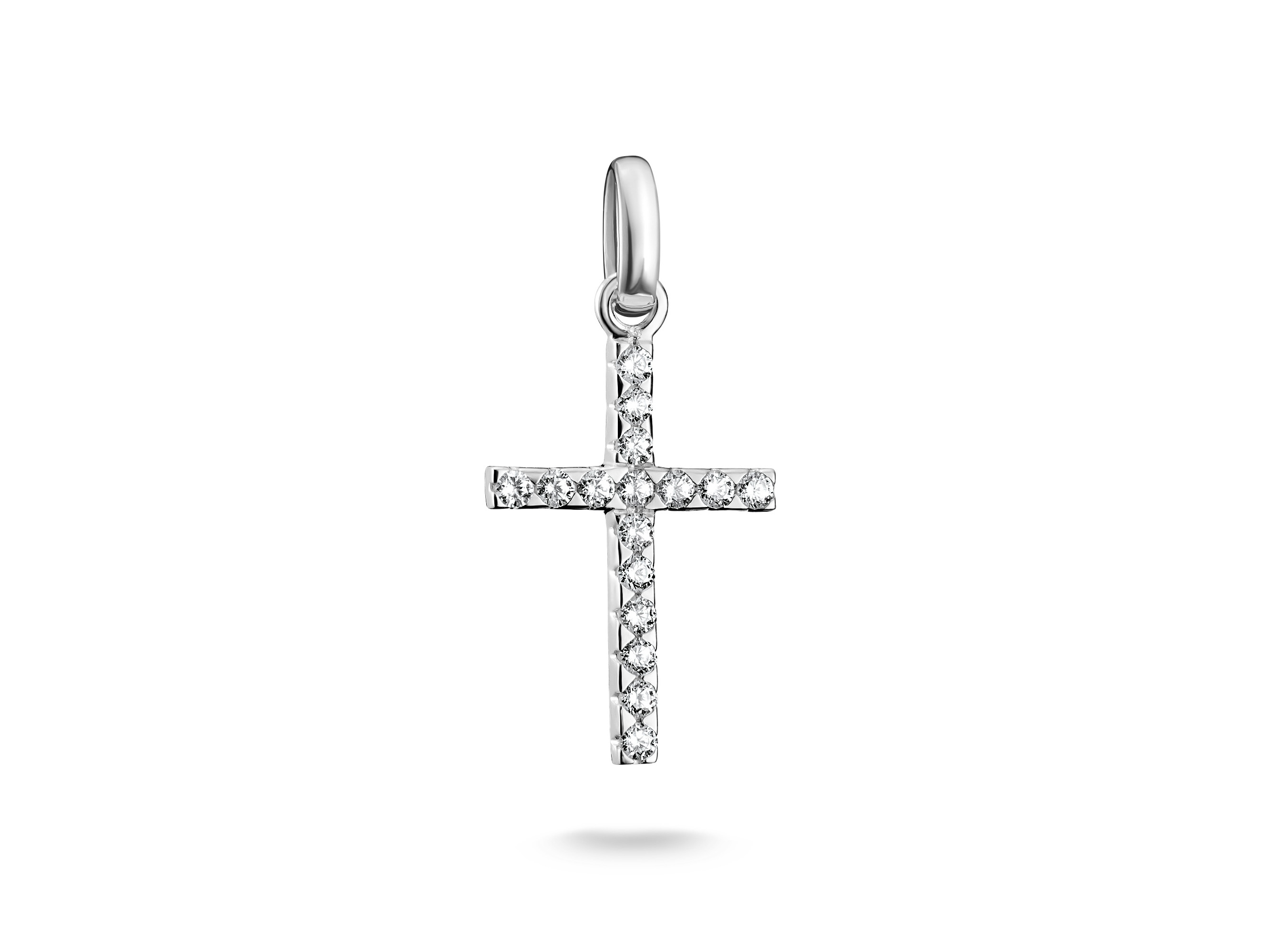 Silberner Kreuz-Charm von Thomas Sabo mit Zirkonia-Besatz, ideal für den Charm Club CONNECT, an einer Öse aufgehängt, funkelnd und elegant gestaltet.
