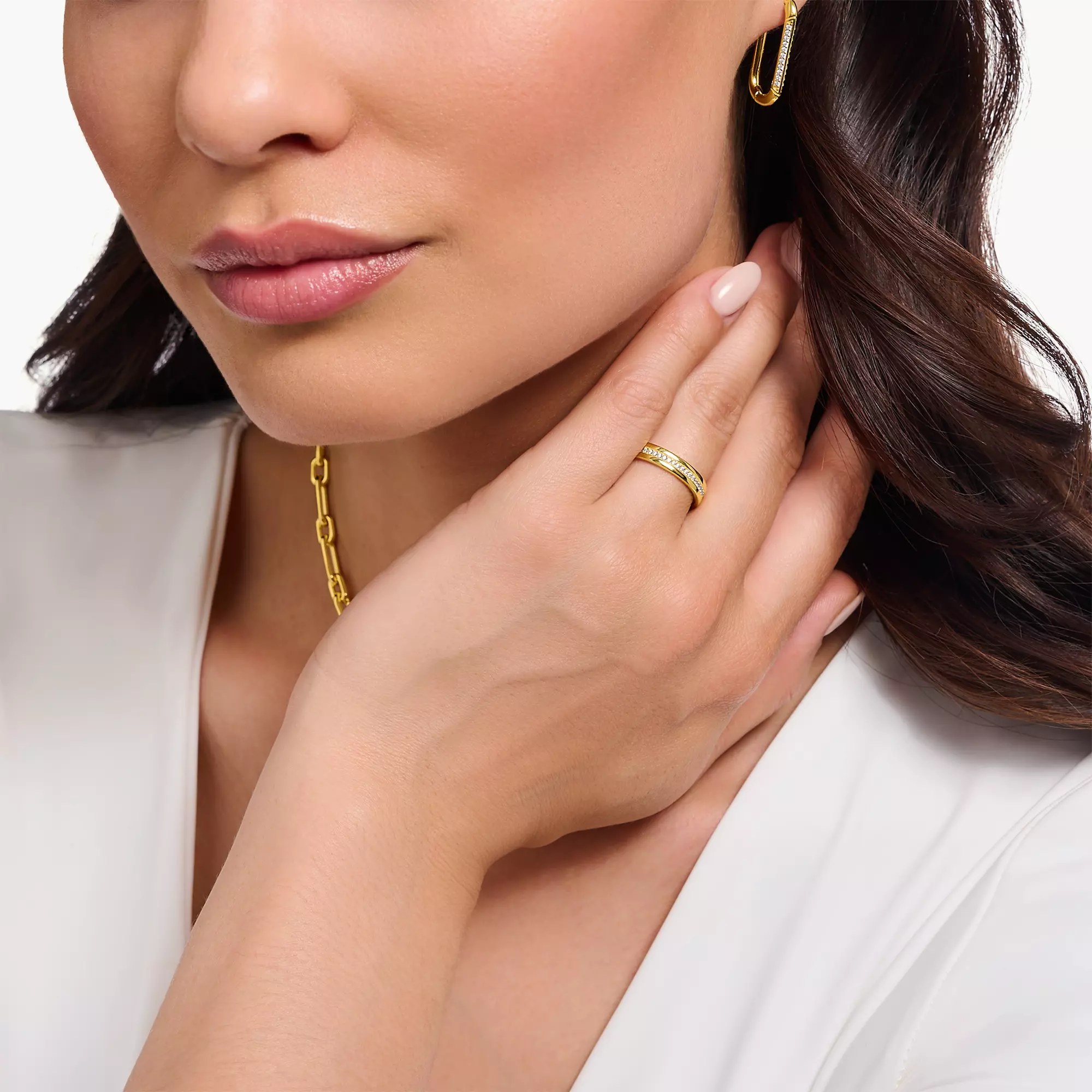 Thomas Sabo Ring - Silber verg. & Zirkonia - Weiß - Bandring – Ansicht 2