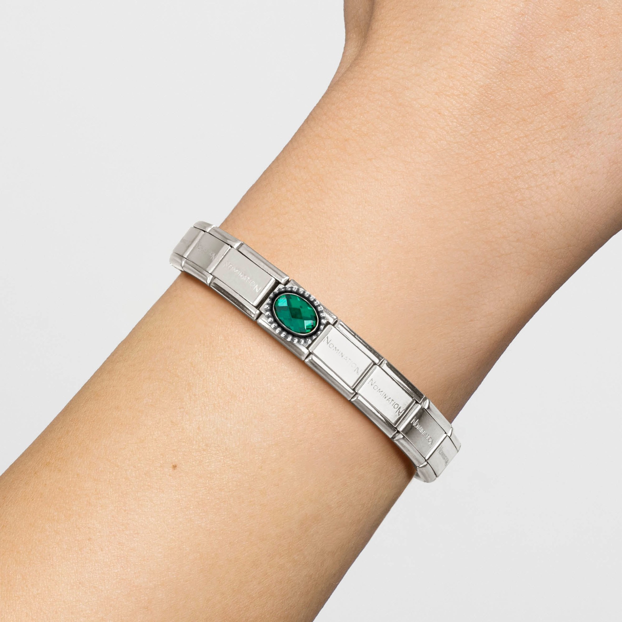 Nomination CLASSIC Element - fac. Zirkonia - oval in Sterling Silber Kugel - Smaragdgrün – Ansicht 3