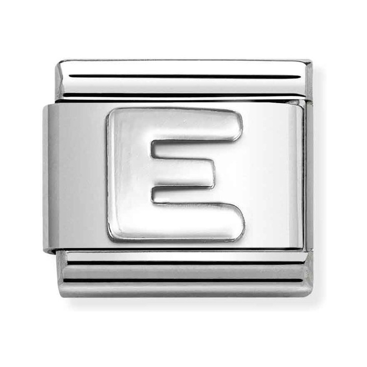 Nomination Composable Classic Charm Buchstabe E - Edelstahl, Sterling Silber oxidiert
