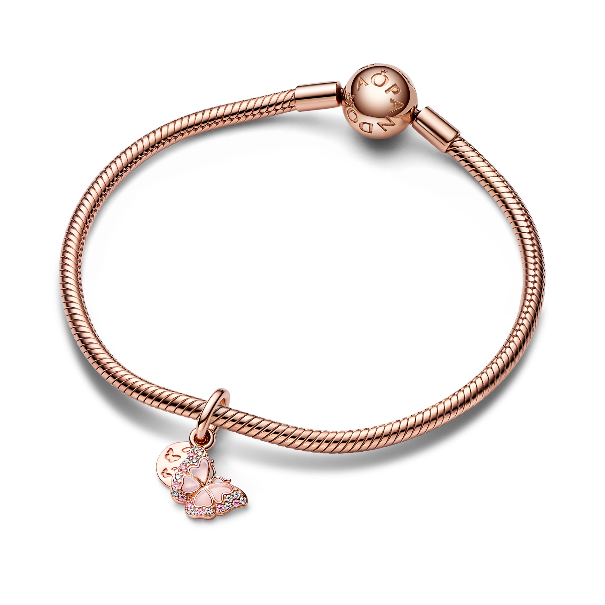 Pandora Charm Anhänger - Schmetterling - Roségold Vergoldung - Zirkonia Rosa – Ansicht 2