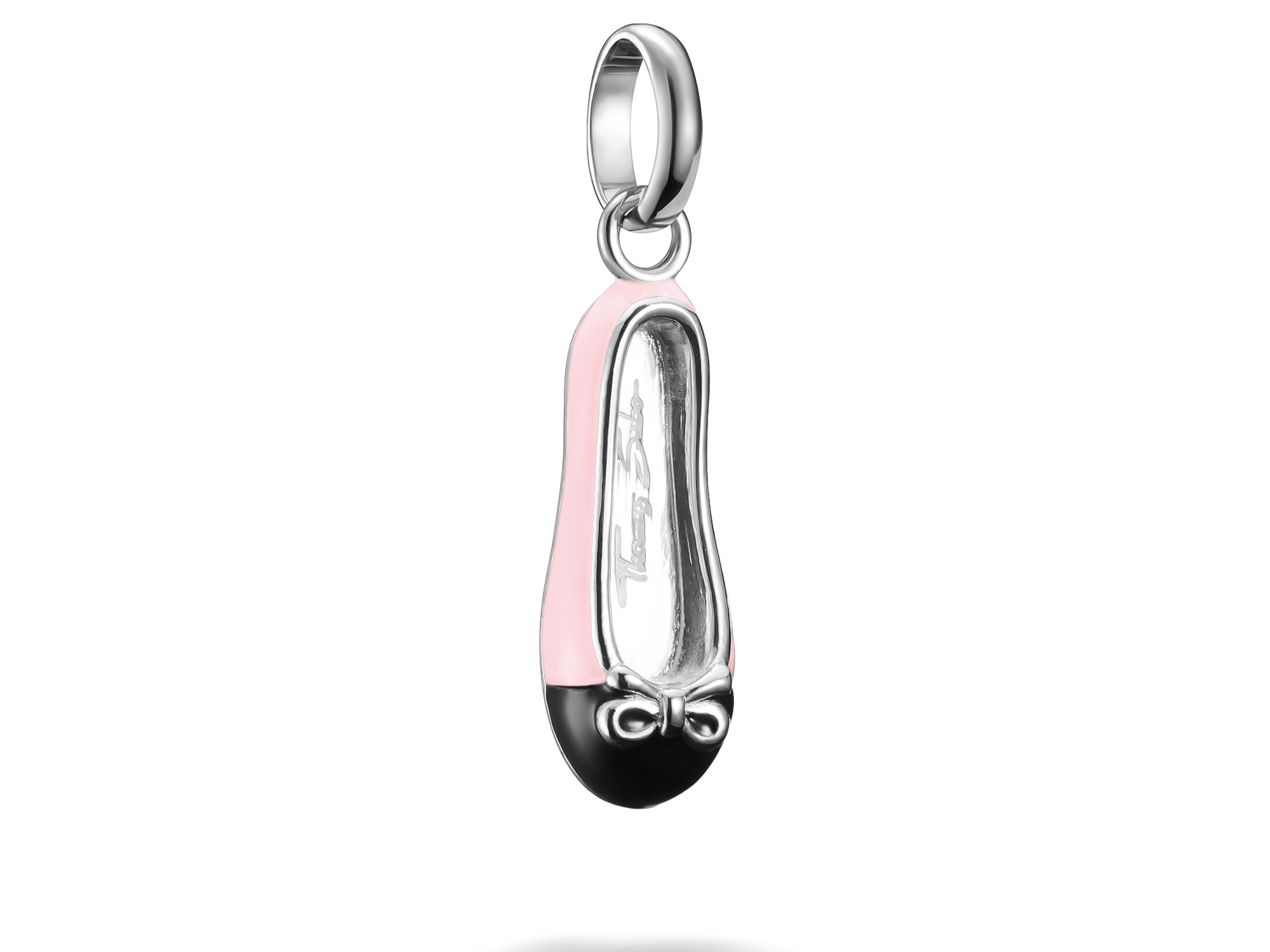 Charm in Form einer Ballerina mit pinkem Oberteil und schwarzer Spitze aus Silber und Kaltemail von Thomas Sabo, Modell CC1245-007-9, geeignet für Charm Club CONNECT.