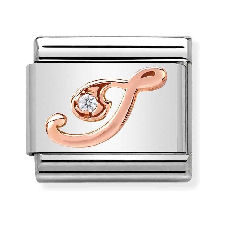 Nomination Composable Classic Charm Buchstabe I - Edelstahl, Gold 375 Roségold, Zirkonia