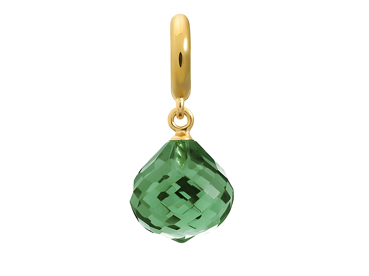 Grüner Kristallanhänger in Tropfenform mit goldener Öse von Endless J.Lo, ideal für die individuelle Schmuckgestaltung und als trendiges Accessoire.