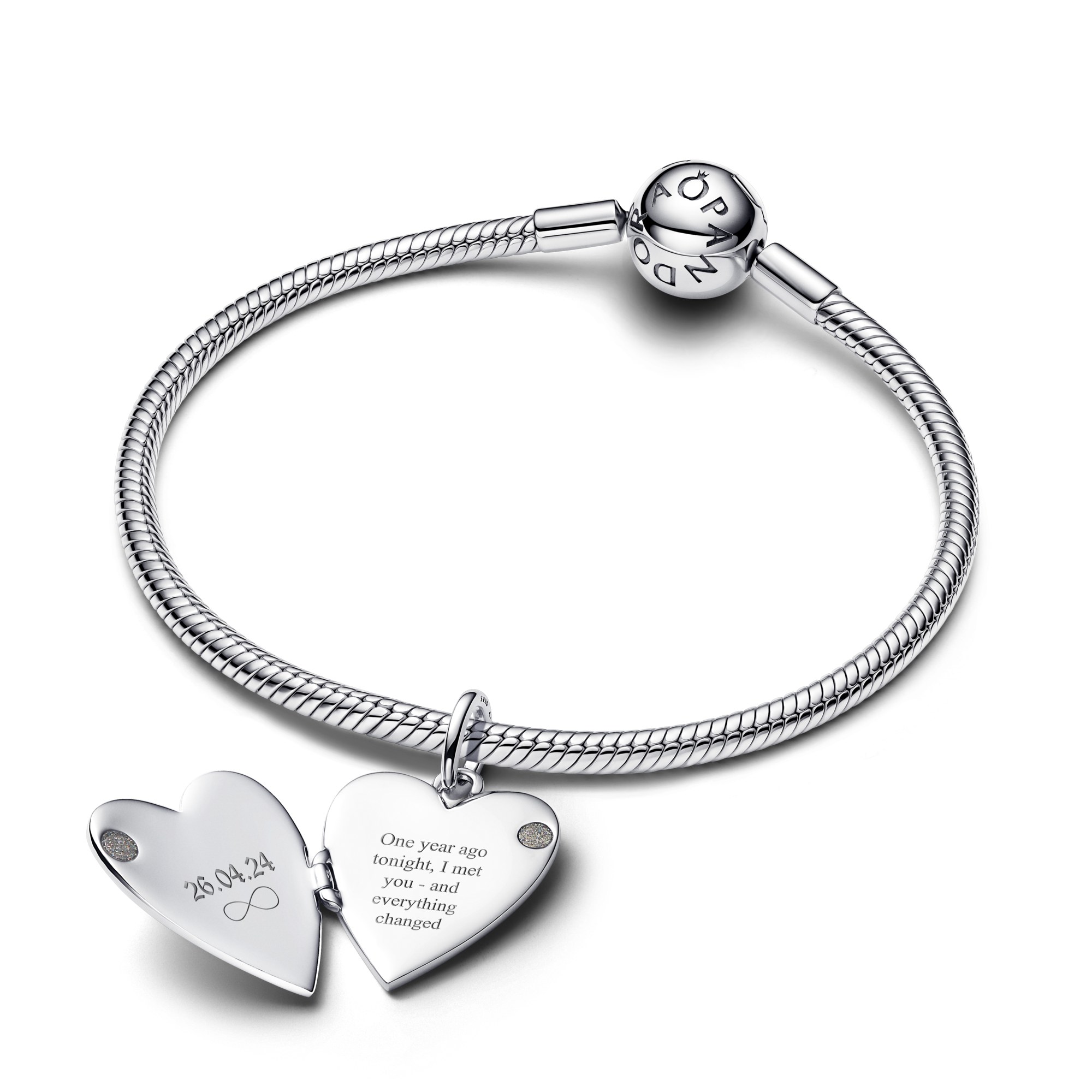 Pandora aufklappbarer Herz Anhänger - Sterling Silber - Emaille – Ansicht 2