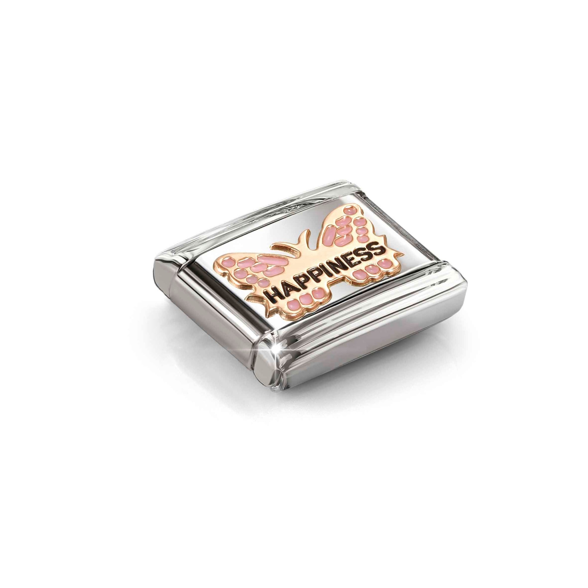 Nomination Composable Classic Charm Schmetterling HAPPINESS rosa - Edelstahl, roségoldfarben – Ansicht 4