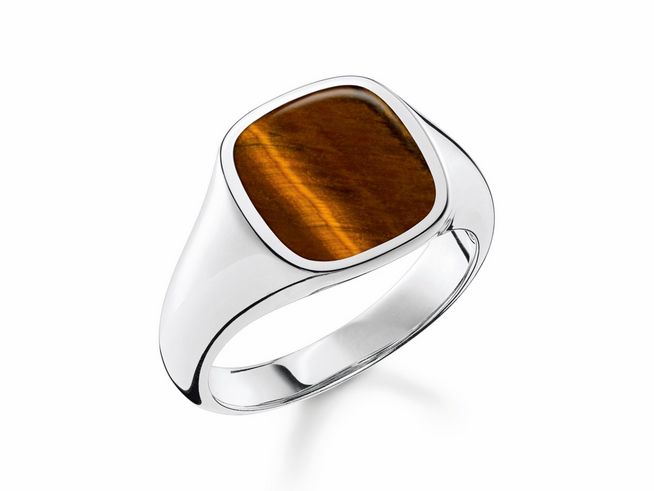 Thomas Sabo Herrenring TR2332-045-2-62 aus Sterling Silber mit Tigerauge, in Größe 62, markante, glänzende Oberfläche und edles Design, perfektes Accessoire für jeden Anlass.