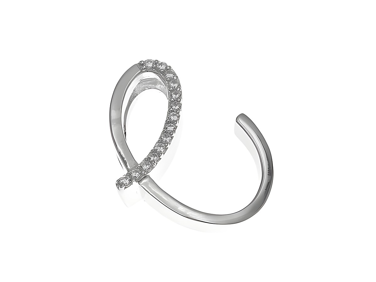 Anhänger aus poliertem Sterling Silber in Form des Buchstabens C, verziert mit funkelnden Zirkonia-Steinen, Hersteller Juwelier Harnisch. Ideal für stilvolle Akzente.