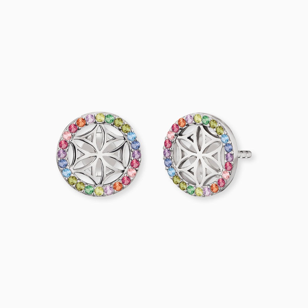 Engelsrufer LEBENSBLUME Ohrstecker mit Zirkonia Multicolor - Silber rhodiniert 10 mm – Ansicht 2