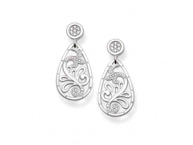 Ohrstecker von Thomas Sabo in Silber mit filigranem design und weißen Zirkonia-Steinen, elegant und zeitlos gestaltet, ideal für jeden Anlass.
