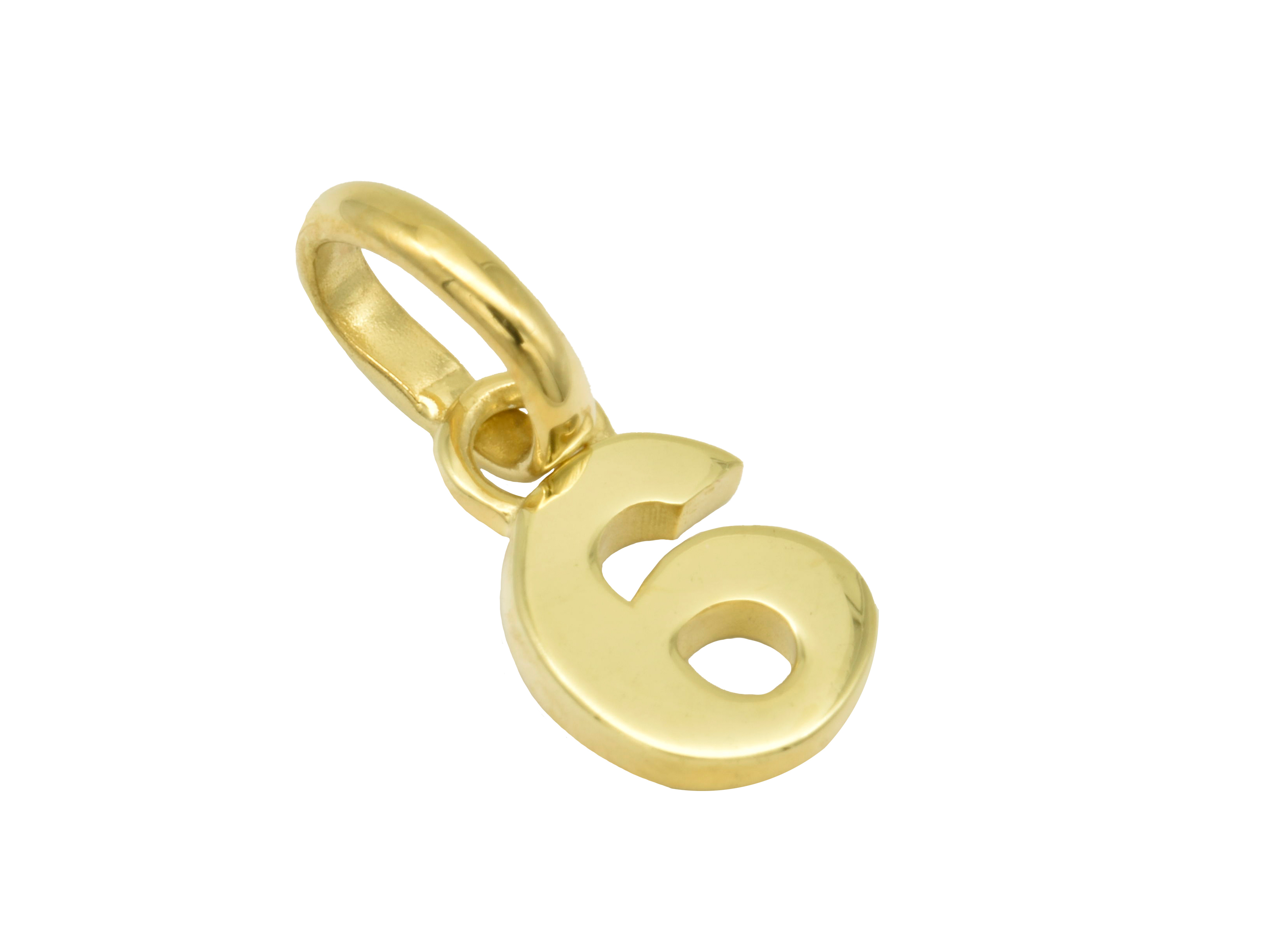 Gold Anhänger Zahl 6 aus 585 Gelbgold, poliert. Der Anhänger symbolisiert Glückszahlen und wird vom Juwelier Harnisch hergestellt. Ideal für besondere Anlässe oder als persönliches Geschenk.