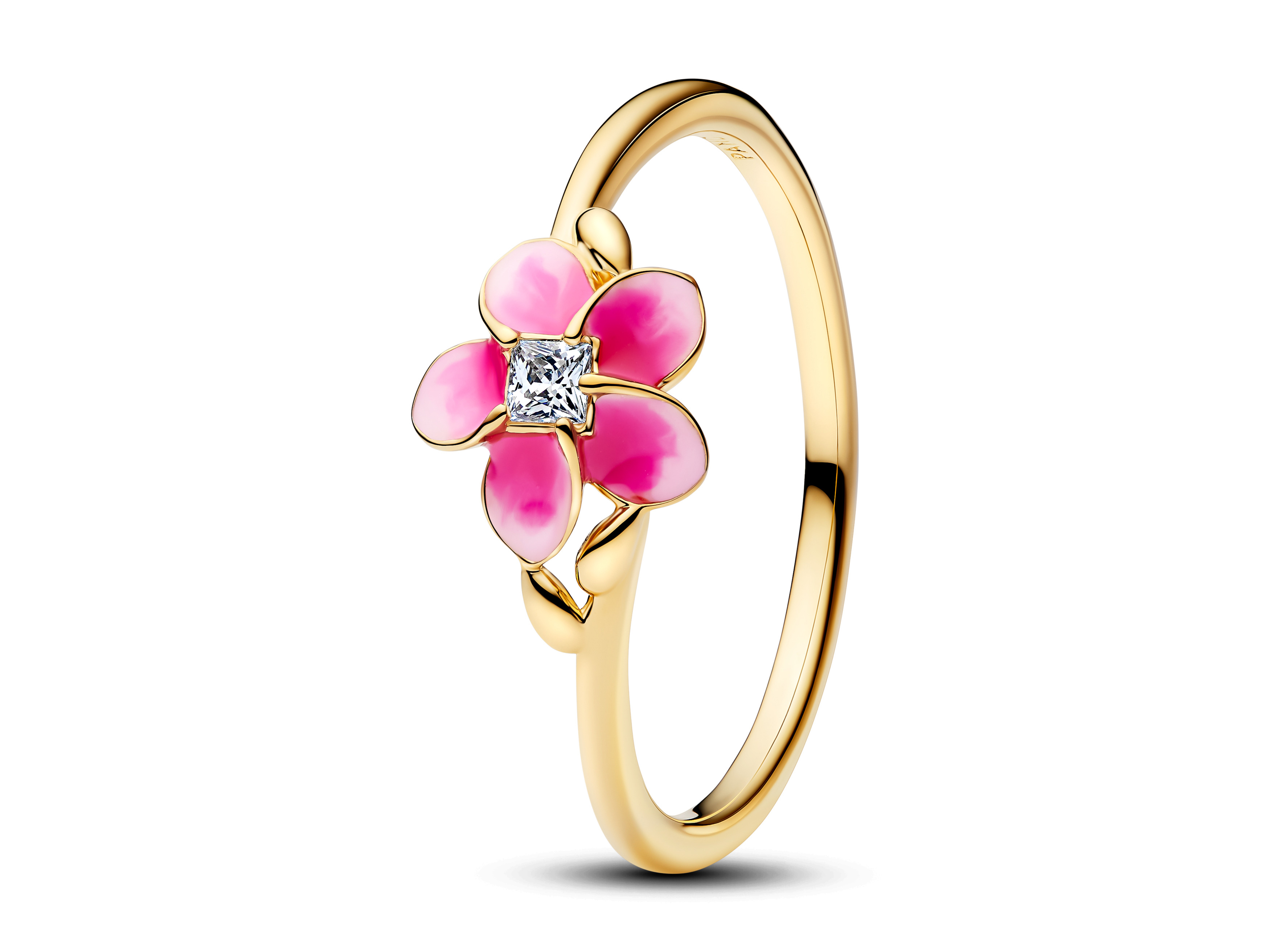 Pandora 163844C01-60 - Disney Vaiana Blumenring Zirkonia - Pink - Gr. 60 - Gelbgold Vergoldung