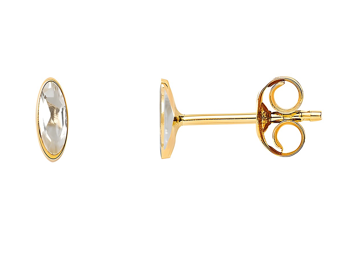 Gelbgold 585 Ohrstecker von Xenox, poliert mit Zirkonia, elegantes Design, perfekt für jeden Anlass, strahlender Glanz und hohe Qualität für stilvollen Ohrschmuck.