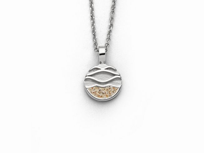 Kette aus Sterling Silber mit Anhänger im Design Strandwellen, inklusive sandfarbener Einlage, Hersteller DUR, Modell DUR Kette Strandwellen 2.0 - K2665, Länge 42 cm.