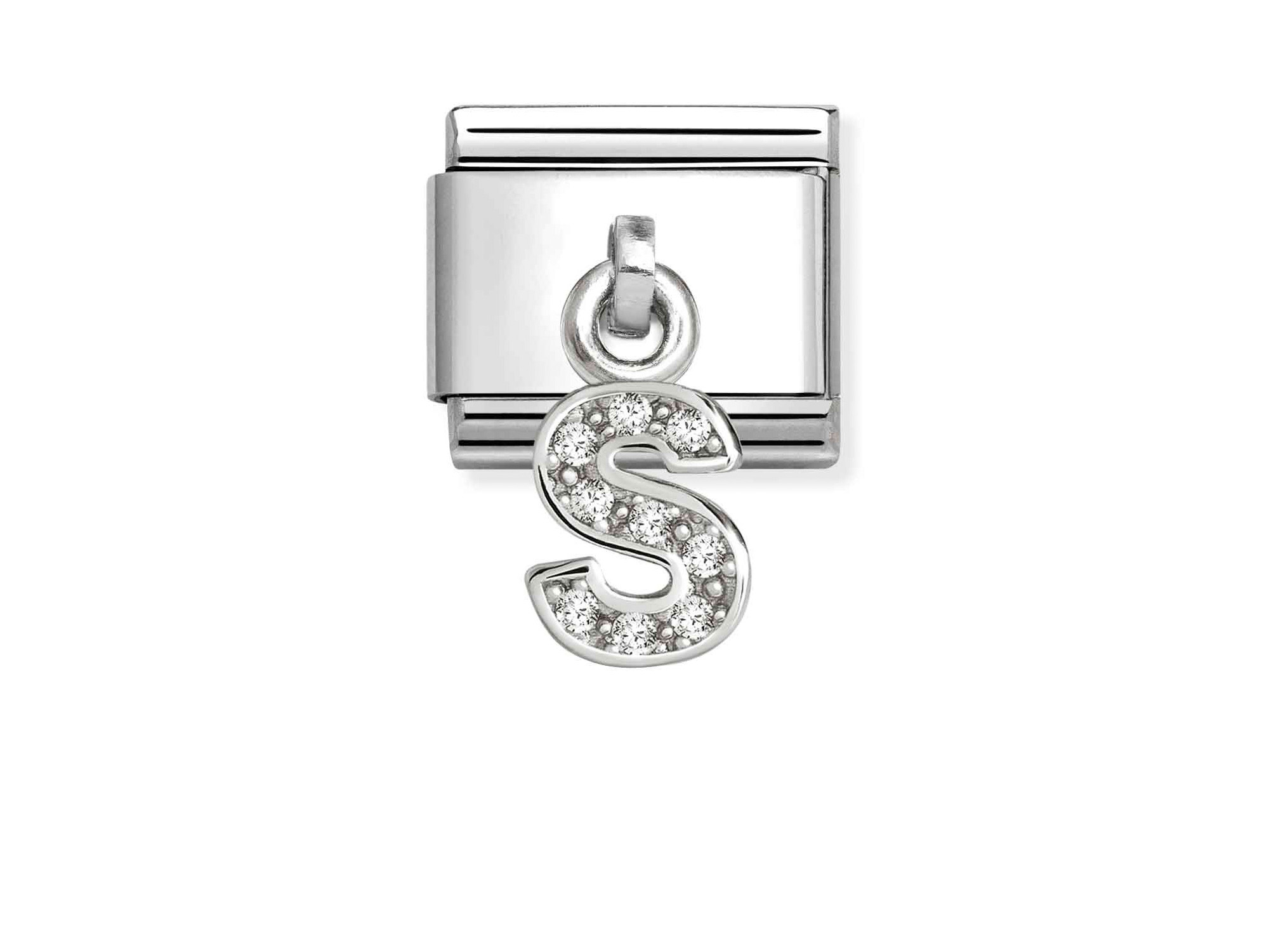 Sterling Silber Charm von Pandora in Form des Buchstabens S, verziert mit Zirkonia, ideal für stilvolle Armbänder, Neuheit im Sortiment.