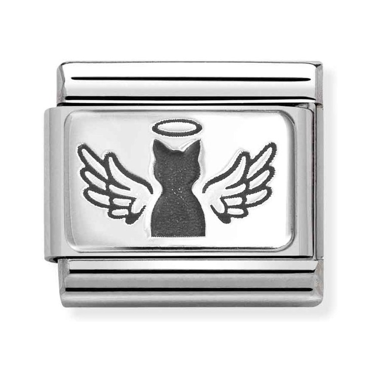 Nomination Composable Classic Charm Katzenengel - Edelstahl, Sterling Silber