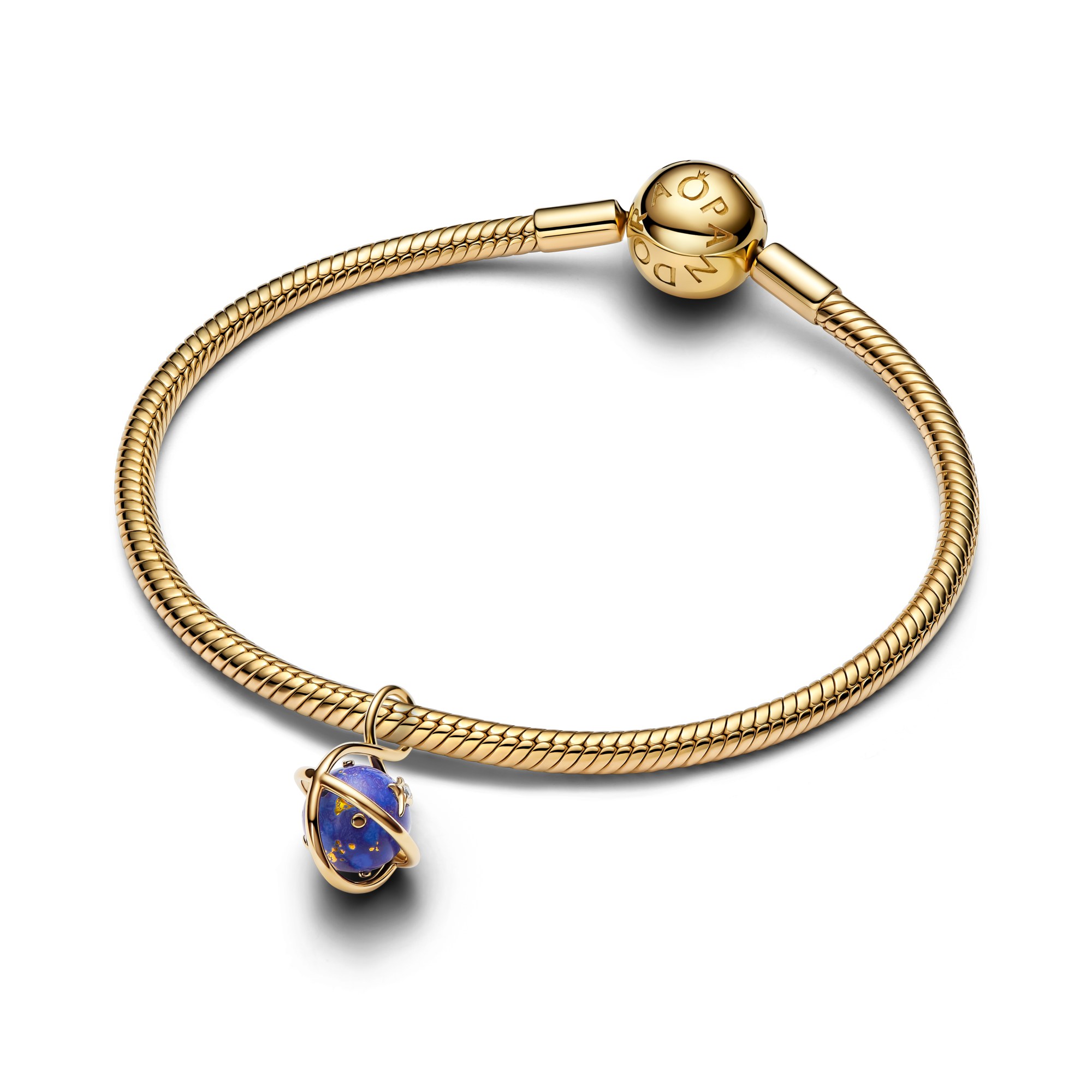 Pandora Moments - Hänge-Charm Planet - Gelbgold Vergoldung - drehbar – Ansicht 3