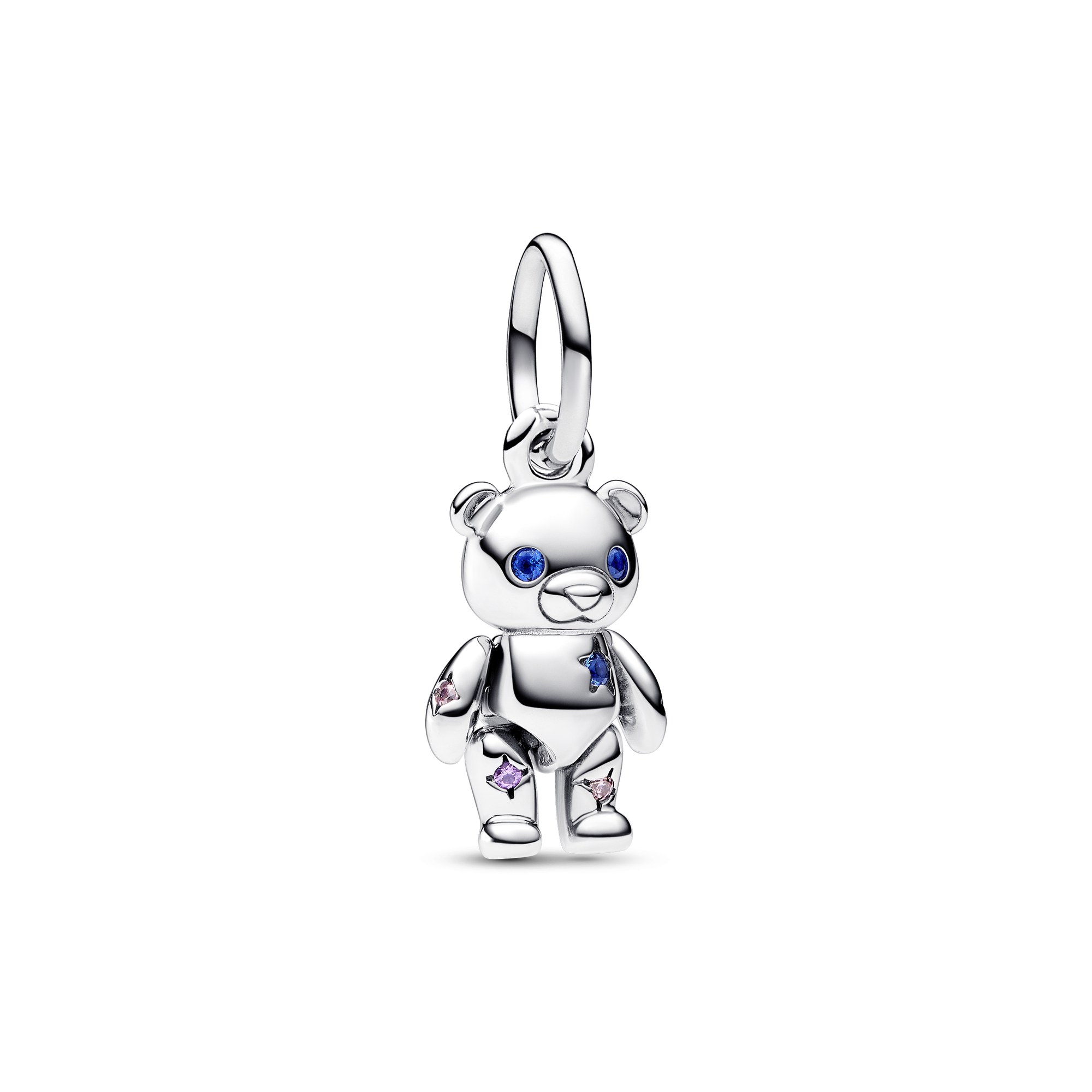 Pandora Beweglicher Baby-Teddybär Charm-Anhänger - Sterling Silber - Steinmix Multicolor