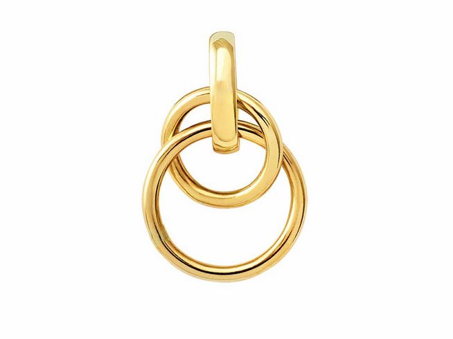 Polierter Gelbgold Anhänger von Xenox mit zwei ineinander geschlungenen Ringen, Stilvolles Design aus 585 Echt Gold, ideal für Schmuckliebhaber.